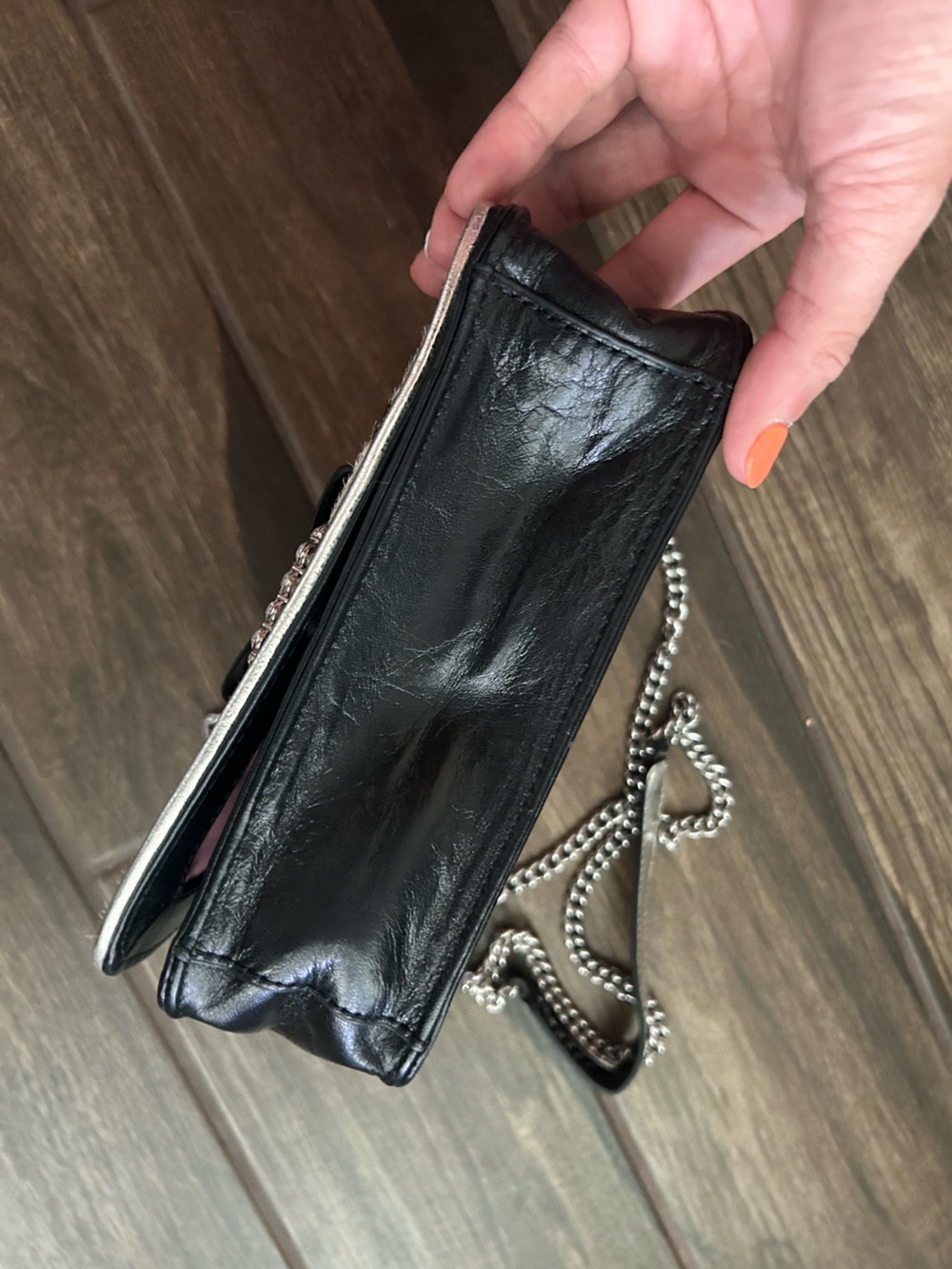 My Flat in London Polka Dot Calf Hair Crossbody Purse in Black & White - Picture 6 of 10